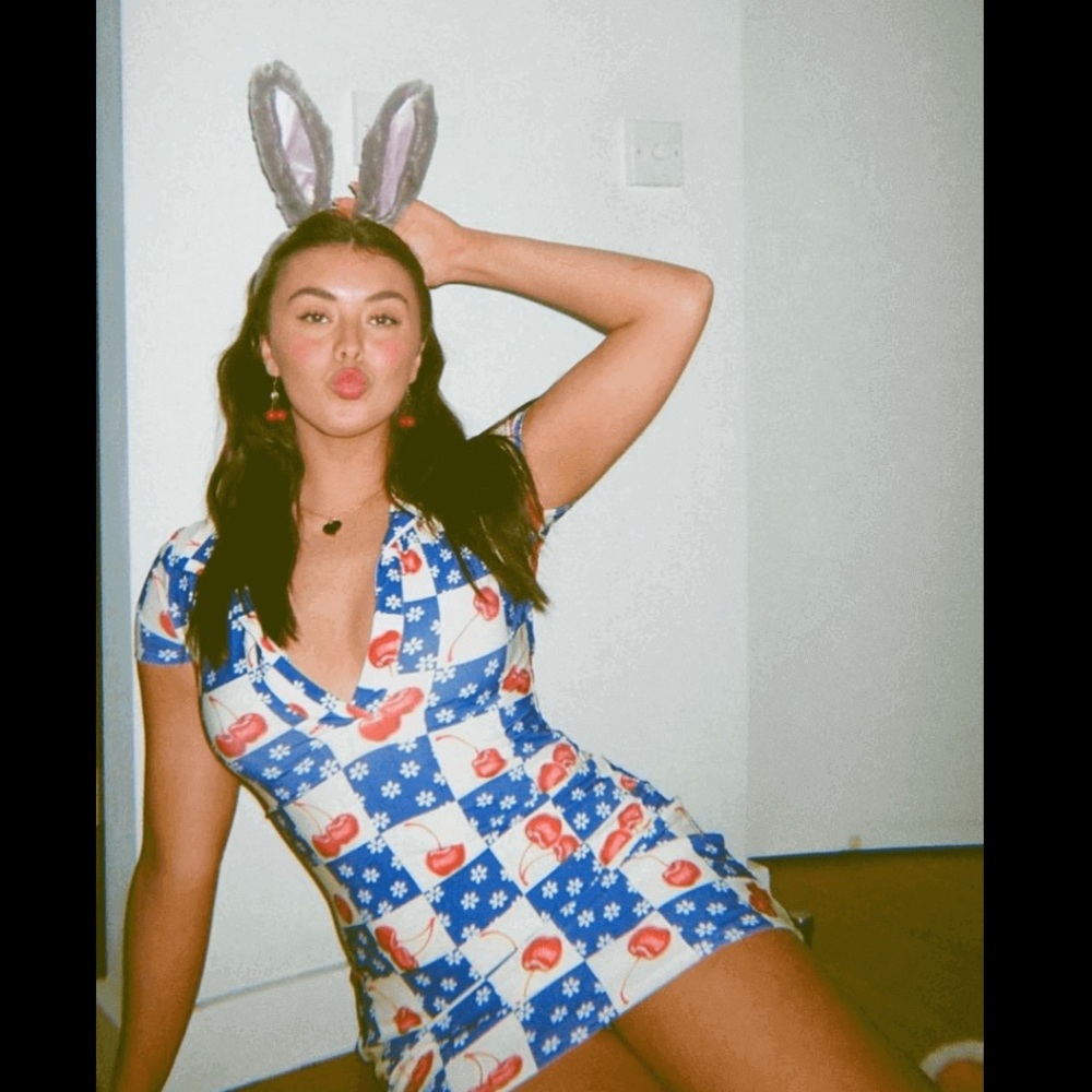 OMIGHTY cherry-checkered dress